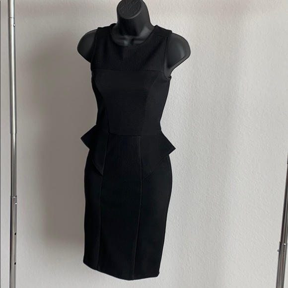 Black Peplum Pencil Dress - Picture 2 of 6